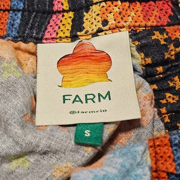 Farm Rio One Shoulder Crop Top Blouse Women Size S Linen - Picture 6 of 13